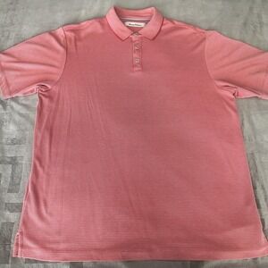 Tommy Bahama Polo Shirt Mens Large Orange Textured Short Sleeve Knit Golf